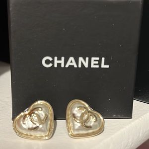Chanel heart earrings with box authentic